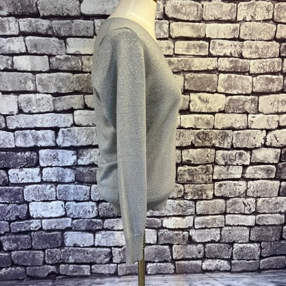 Worthington Crew Neck Silver Metallic Sweater Size PM - Picture 8 of 9